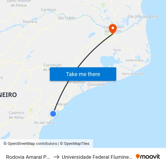 Rodovia Amaral Peixoto to Universidade Federal Fluminense - Uff map