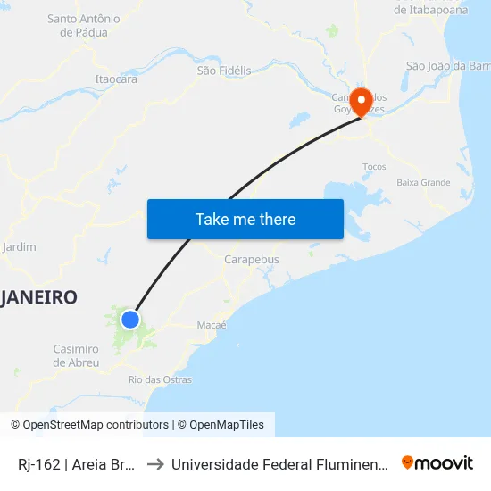 Rj-162 | Areia Branca to Universidade Federal Fluminense - Uff map