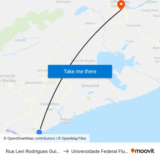 Rua Levi Rodrigues Guimarães, 1346 to Universidade Federal Fluminense - Uff map