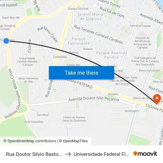 Rua Doutor Silvio Bastos Tavares, 360 to Universidade Federal Fluminense - Uff map