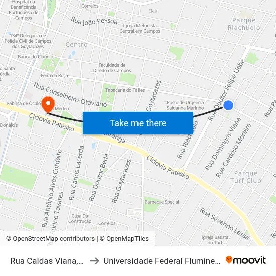 Rua Caldas Viana, 47-49 to Universidade Federal Fluminense - Uff map