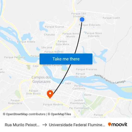 Rua Murilo Peixoto, 133 to Universidade Federal Fluminense - Uff map