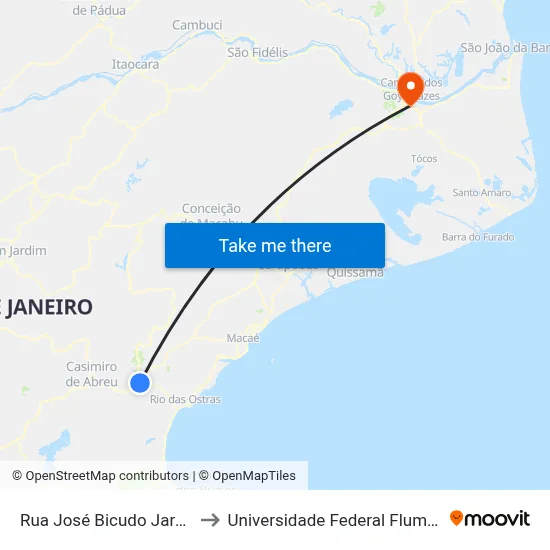 Rua José Bicudo Jardim, 1082 to Universidade Federal Fluminense - Uff map