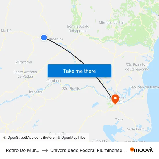 Retiro Do Muriaé to Universidade Federal Fluminense - Uff map