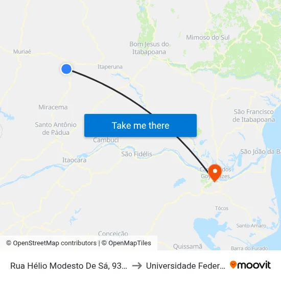 Rua Hélio Modesto De Sá, 93 (Divisa De Laje Do Muriaé) to Universidade Federal Fluminense - Uff map