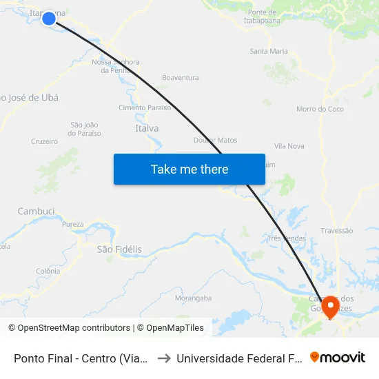 Ponto Final - Centro (Viação Santa Lúcia) to Universidade Federal Fluminense - Uff map