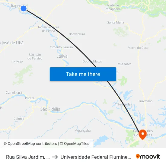 Rua Silva Jardim, 1564 to Universidade Federal Fluminense - Uff map