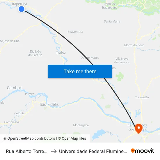 Rua Alberto Torres, 527 to Universidade Federal Fluminense - Uff map