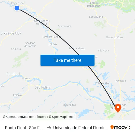 Ponto Final - São Francisco to Universidade Federal Fluminense - Uff map