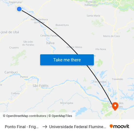 Ponto Final - Frigorifico to Universidade Federal Fluminense - Uff map