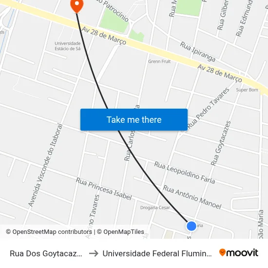 Rua Dos Goytacazes, 854 to Universidade Federal Fluminense - Uff map