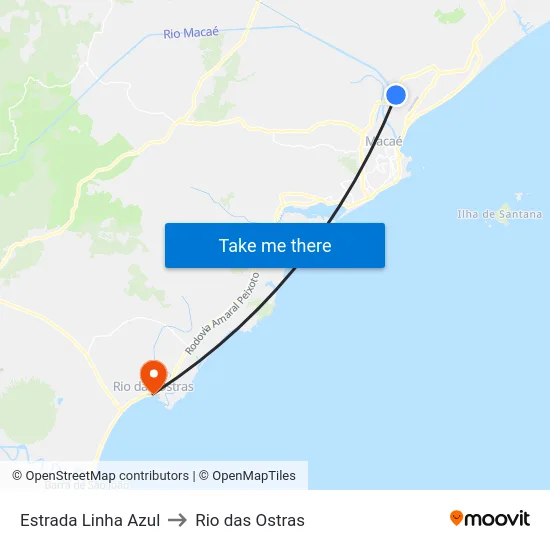 Estrada Linha Azul to Rio das Ostras map