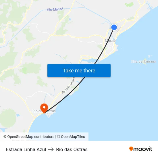 Estrada Linha Azul to Rio das Ostras map