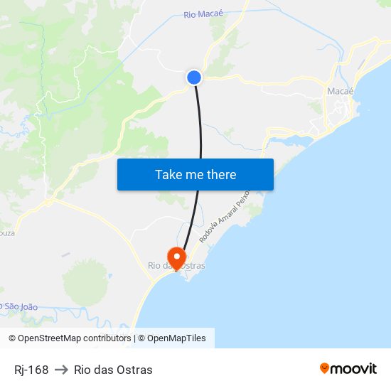 Rj-168 to Rio das Ostras map