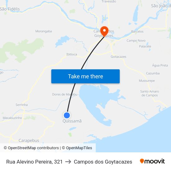 Rua Alevino Pereira, 321 to Campos dos Goytacazes map