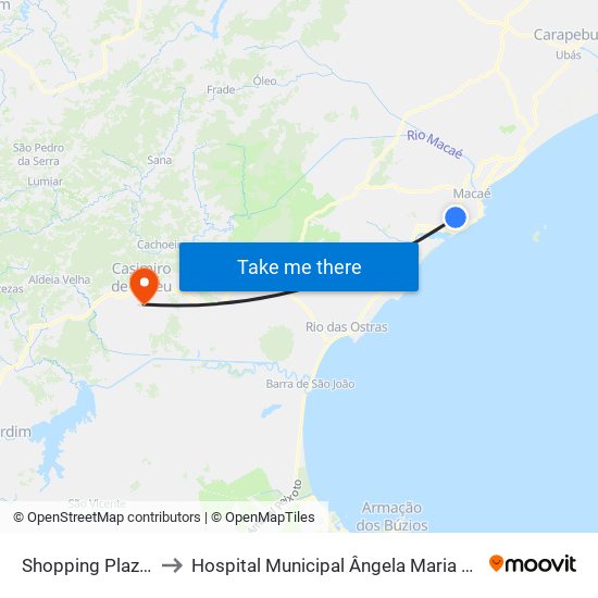 Shopping Plaza Macaé to Hospital Municipal Ângela Maria Simões Menezes map