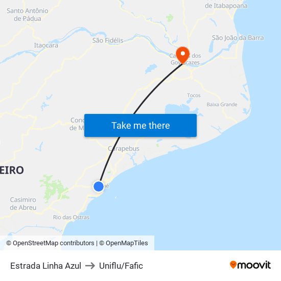Estrada Linha Azul to Uniflu/Fafic map