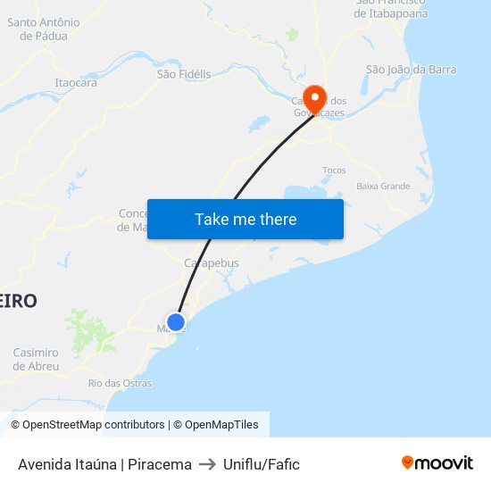 Avenida Itaúna | Piracema to Uniflu/Fafic map