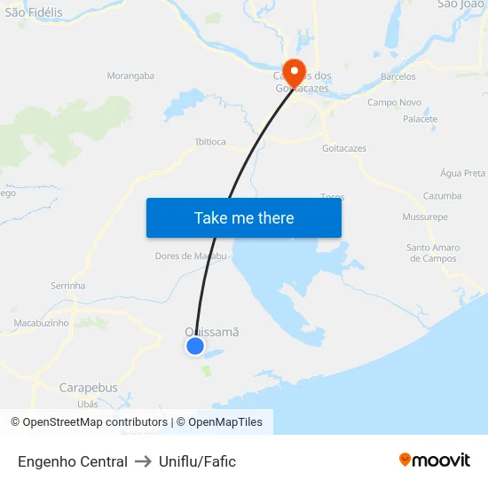 Engenho Central to Uniflu/Fafic map