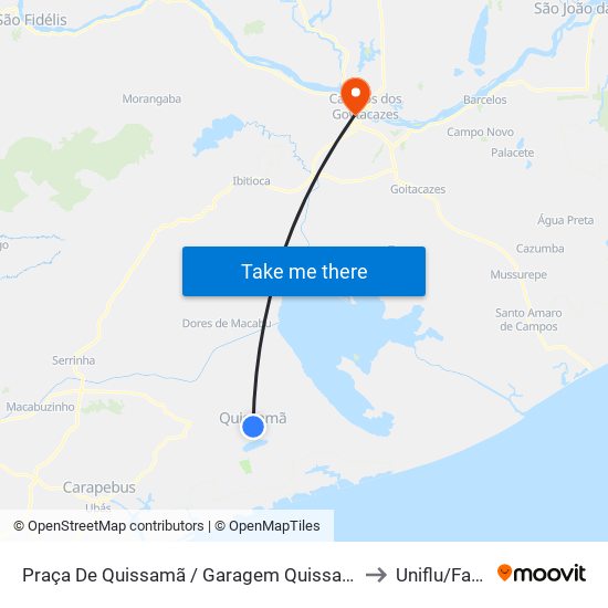 Praça De Quissamã / Garagem Quissatur to Uniflu/Fafic map