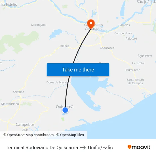 Terminal Rodoviário De Quissamã to Uniflu/Fafic map