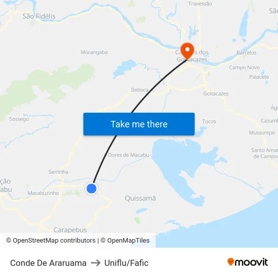 Conde De Araruama to Uniflu/Fafic map