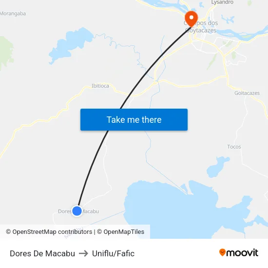 Dores De Macabu to Uniflu/Fafic map