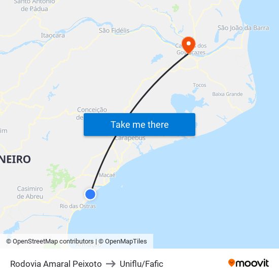 Rodovia Amaral Peixoto to Uniflu/Fafic map