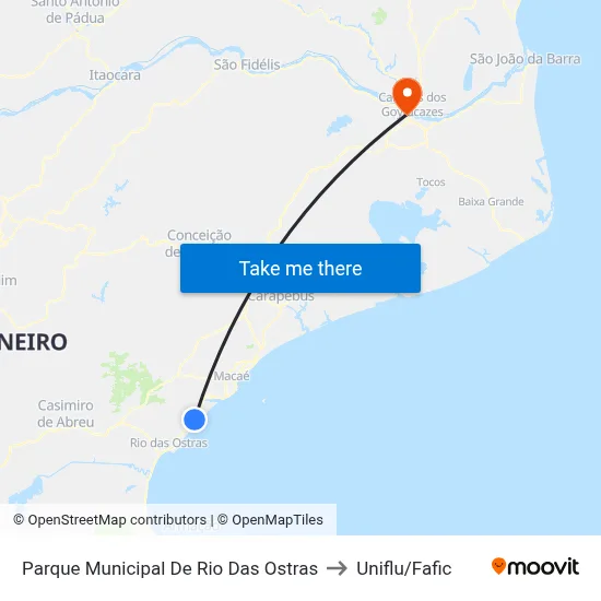 Parque Municipal De Rio Das Ostras to Uniflu/Fafic map