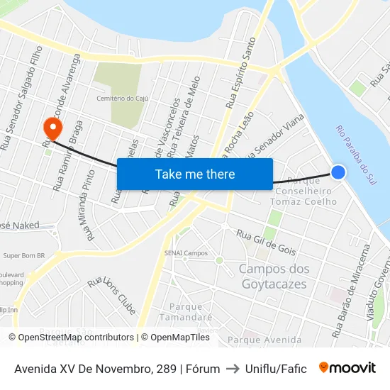 Avenida XV De Novembro, 289 | Fórum to Uniflu/Fafic map
