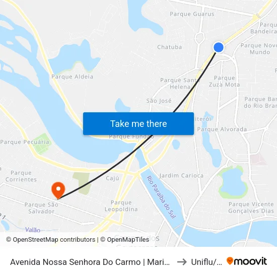 Avenida Nossa Senhora Do Carmo | Maricá (Sentido Centro) to Uniflu/Fafic map