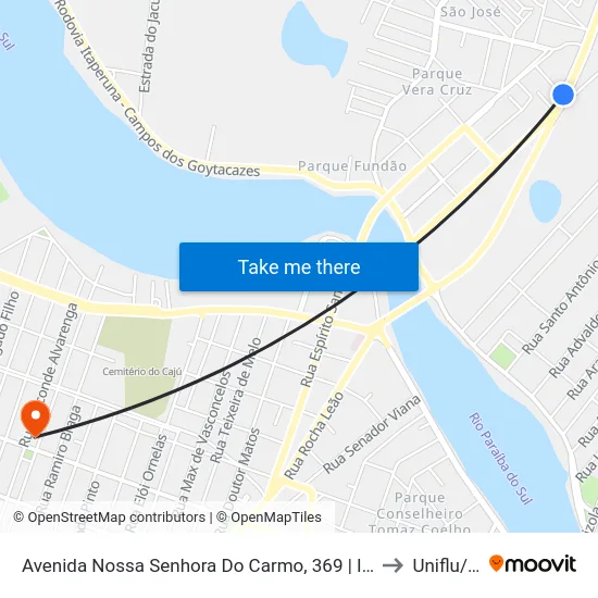 Avenida Nossa Senhora Do Carmo, 369 | Iff (Sentido Centro) to Uniflu/Fafic map