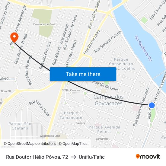 Rua Doutor Hélio Póvoa, 72 to Uniflu/Fafic map