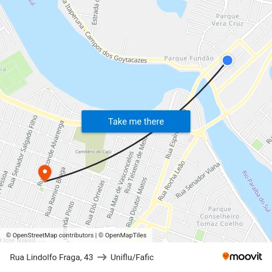 Rua Lindolfo Fraga, 43 to Uniflu/Fafic map