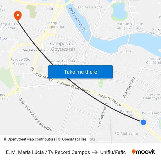 E. M. Maria Lúcia / Tv Record Campos to Uniflu/Fafic map