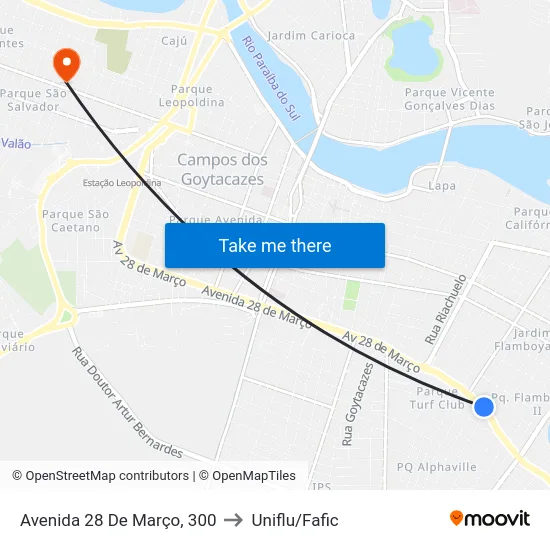 Avenida 28 De Março, 300 to Uniflu/Fafic map