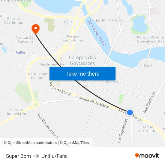 Super Bom to Uniflu/Fafic map