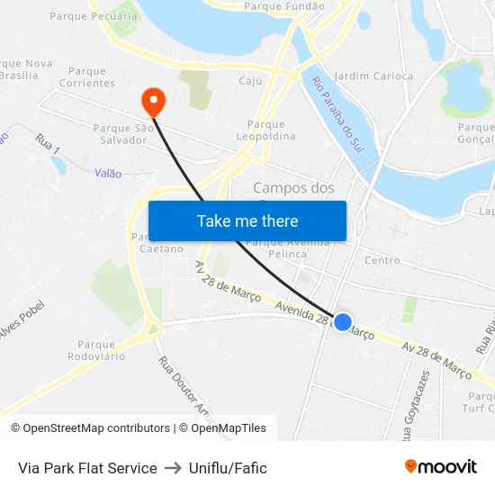 Via Park Flat Service to Uniflu/Fafic map