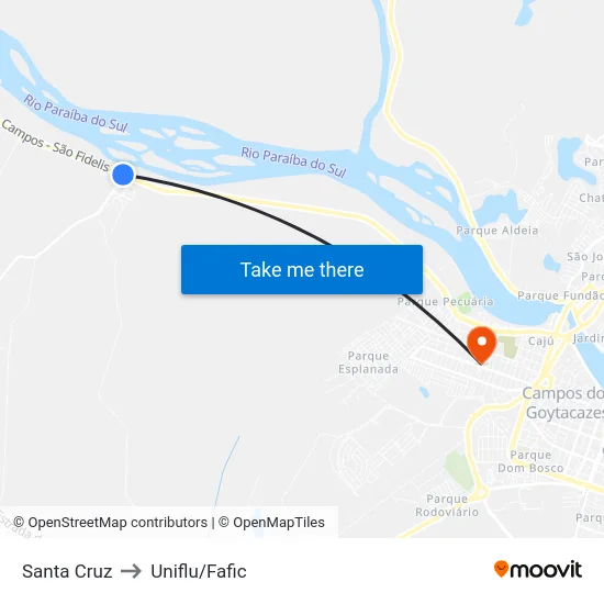Santa Cruz to Uniflu/Fafic map