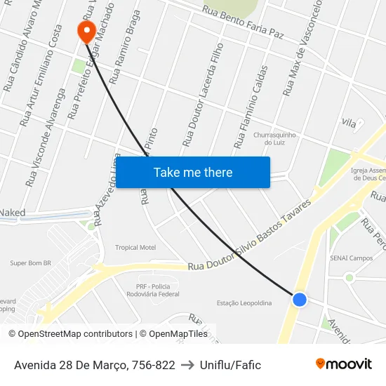 Avenida 28 De Março, 756-822 to Uniflu/Fafic map