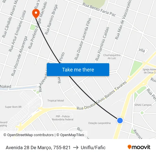 Avenida 28 De Março, 755-821 to Uniflu/Fafic map