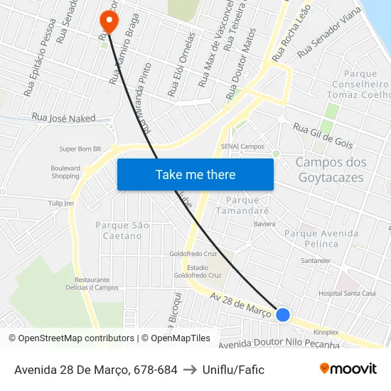 Avenida 28 De Março, 678-684 to Uniflu/Fafic map