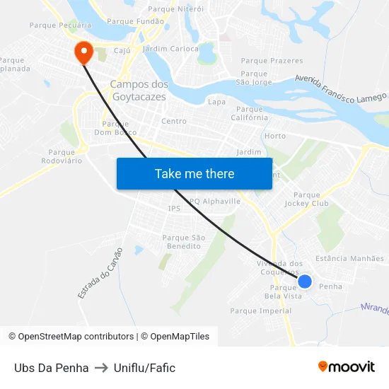 Ubs Da Penha to Uniflu/Fafic map
