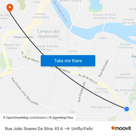 Rua João Soares Da Silva, 43 A to Uniflu/Fafic map