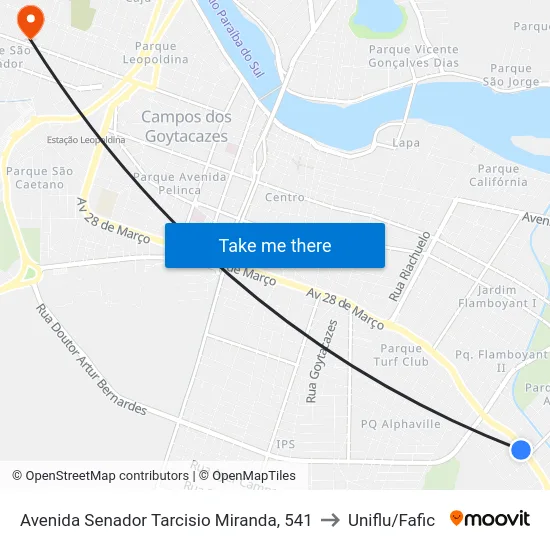 Avenida Senador Tarcisio Miranda, 541 to Uniflu/Fafic map