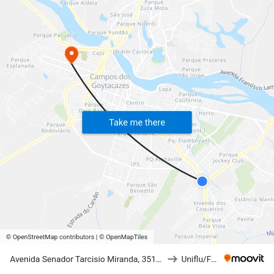 Avenida Senador Tarcisio Miranda, 3516-3562 to Uniflu/Fafic map