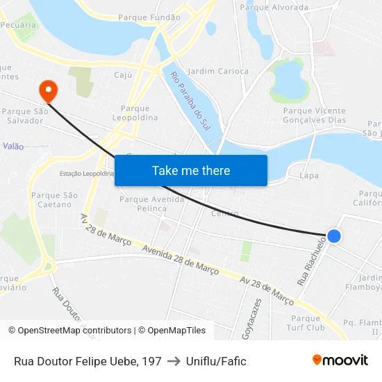 Rua Doutor Felipe Uebe, 197 to Uniflu/Fafic map