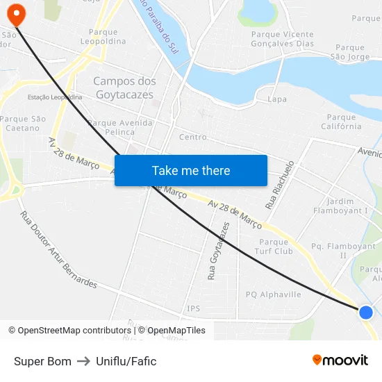 Super Bom to Uniflu/Fafic map