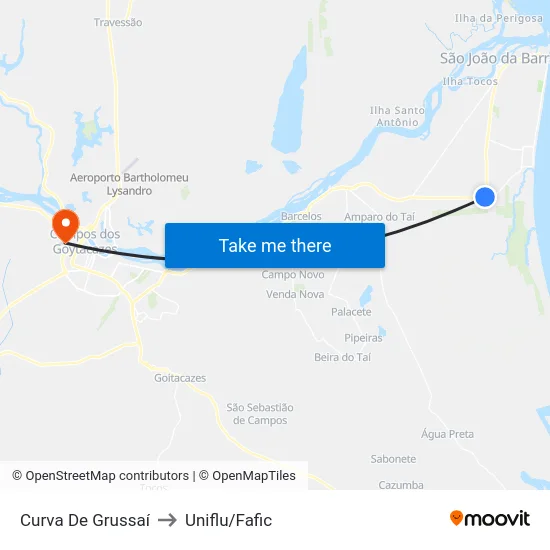 Curva De Grussaí to Uniflu/Fafic map