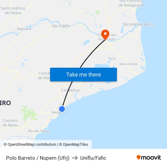 Polo Barreto / Nupem (Ufrj) to Uniflu/Fafic map
